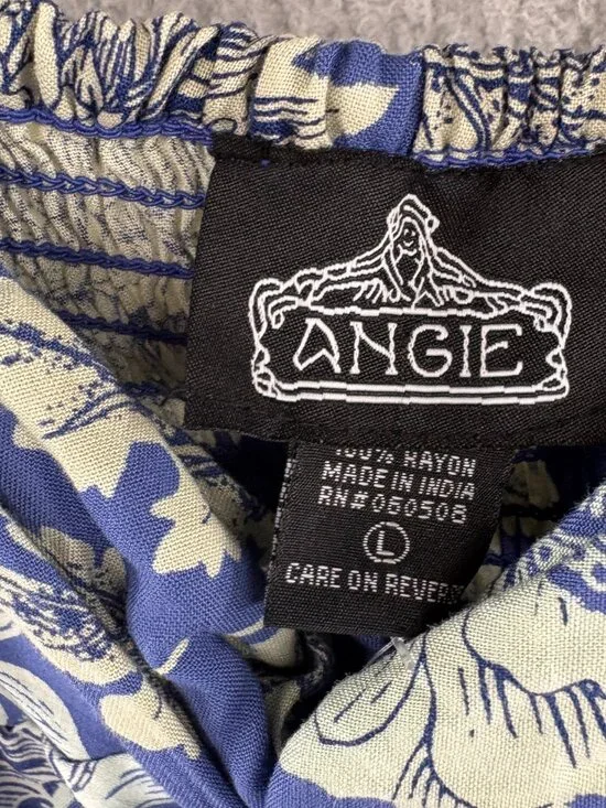 NWT Angie Blue Floral Keyhole Wide Leg Jumpsuit Boho L - Picture 9 of 10